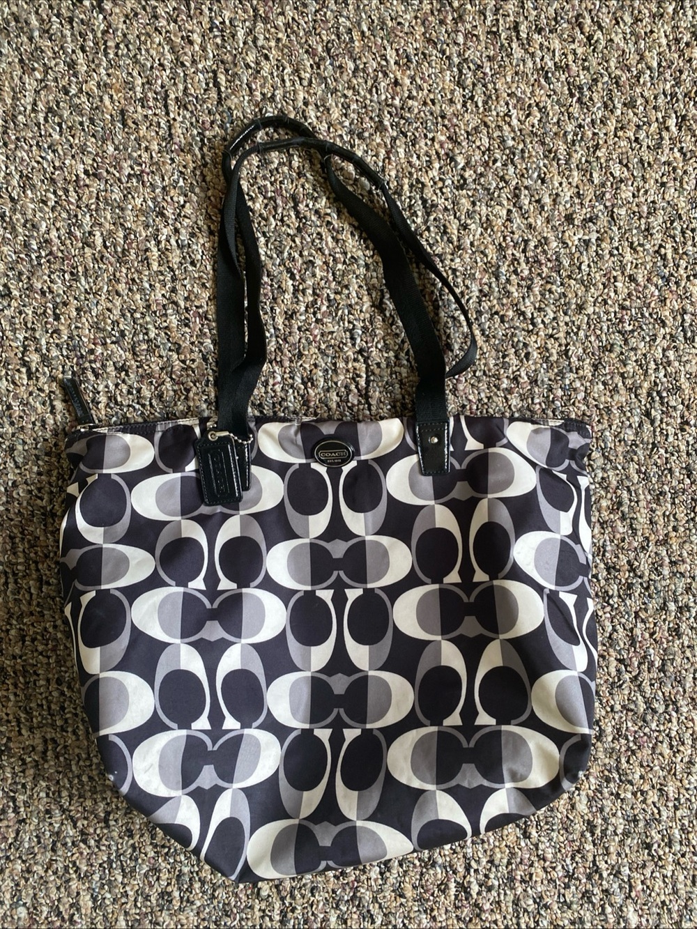 Coach Black and Gray Signature Canvas Tote